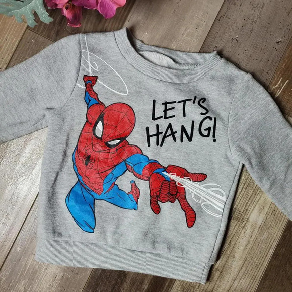 Marvel Spider-Man Fleece Size 2T Pullover Crewneck Sweatshirt Gray Red EUC - Picture 7 of 14